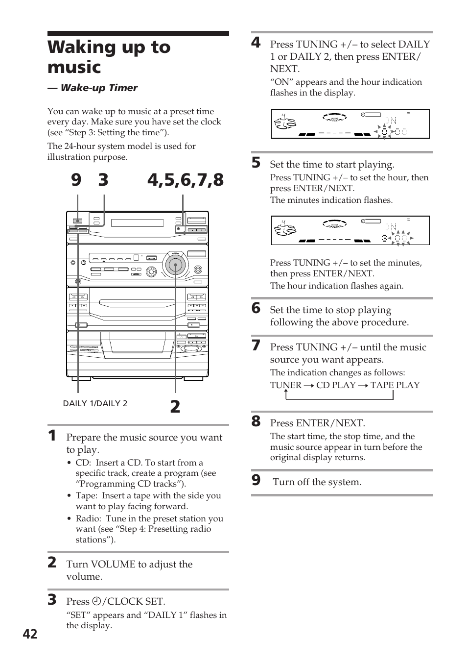 Waking up to music | Sony XB88AV User Manual | Page 42 / 52