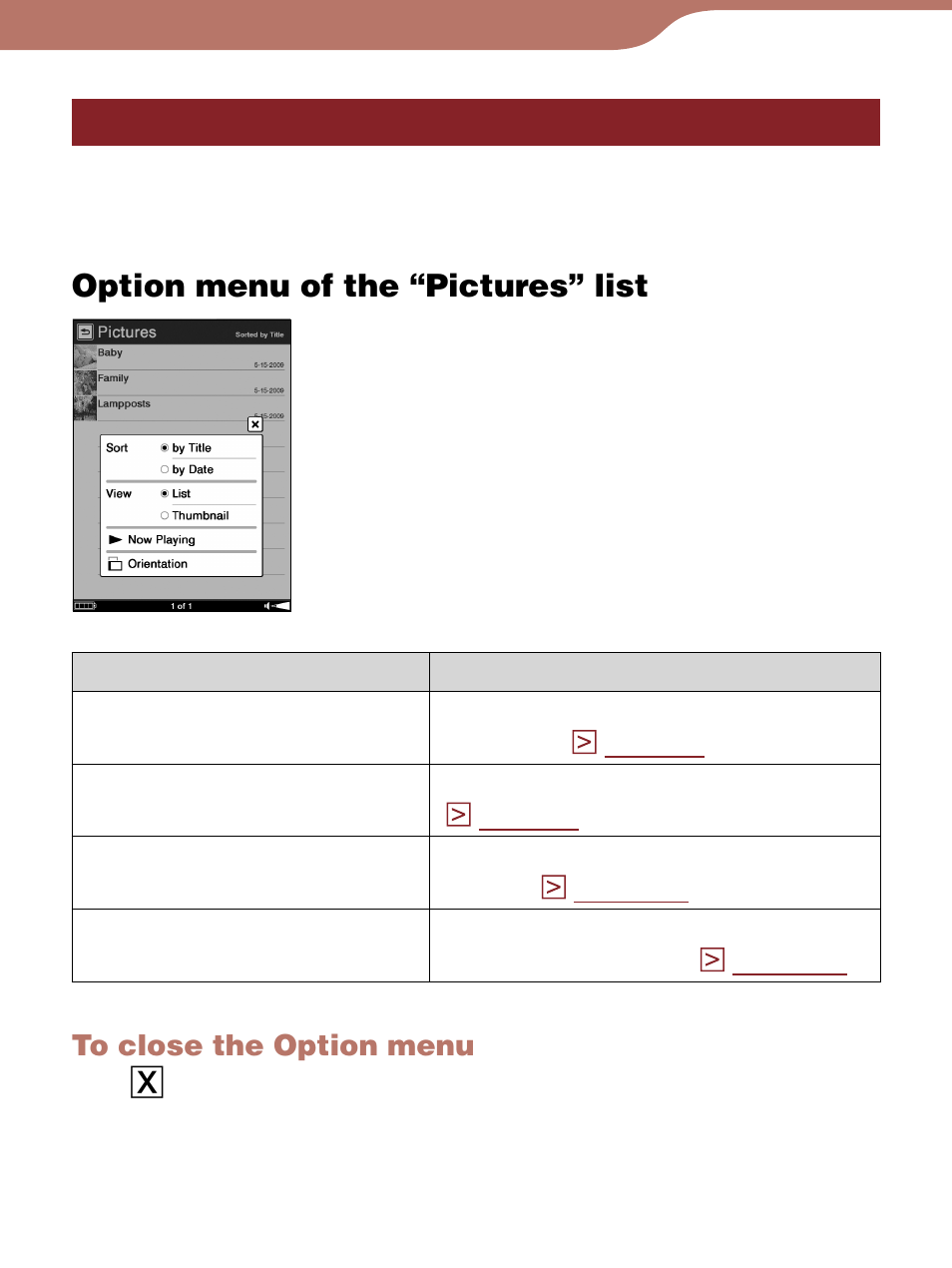 Using the option menu of pictures, Utton | Sony Reader 4-153-621-14(1) User Manual | Page 137 / 190