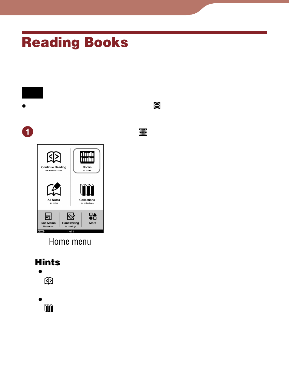Reading books, List | Sony Reader 4-153-621-14(1) User Manual | Page 54 / 190