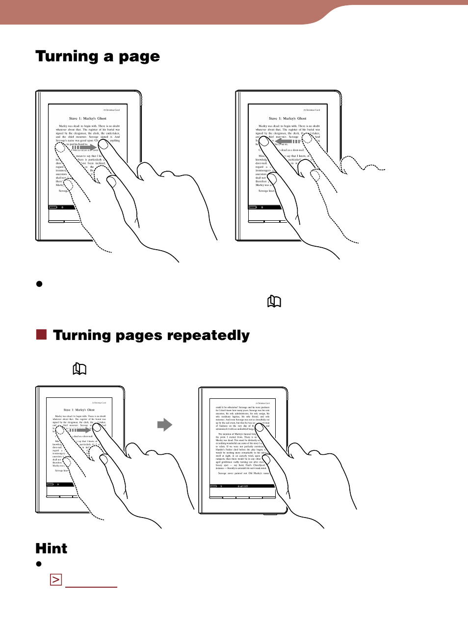Turning a page | Sony Reader 4-153-621-14(1) User Manual | Page 70 / 190