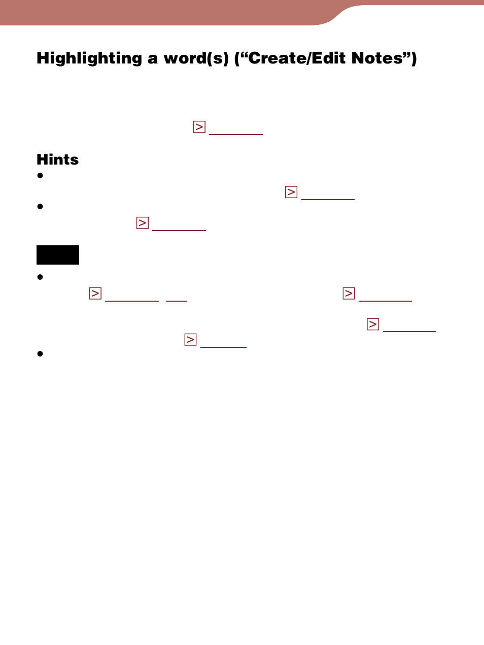 Highlighting a word(s) (“create/edit notes”), Er to | Sony Reader 4-153-621-14(1) User Manual | Page 98 / 190