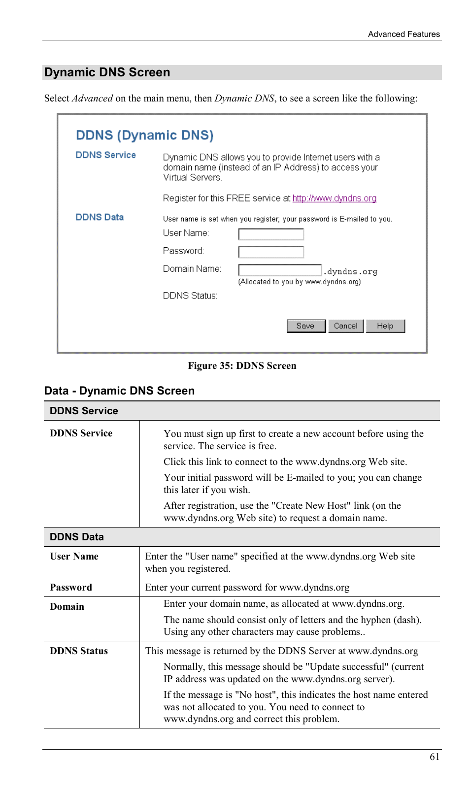 Dynamic dns screen | Sony SS2624 User Manual | Page 64 / 91