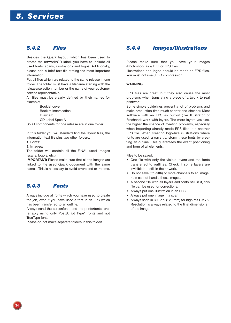 Services, 2 files, 3 fonts | 4 images/illustrations | Sony DVD Rom/DVD Video User Manual | Page 34 / 54
