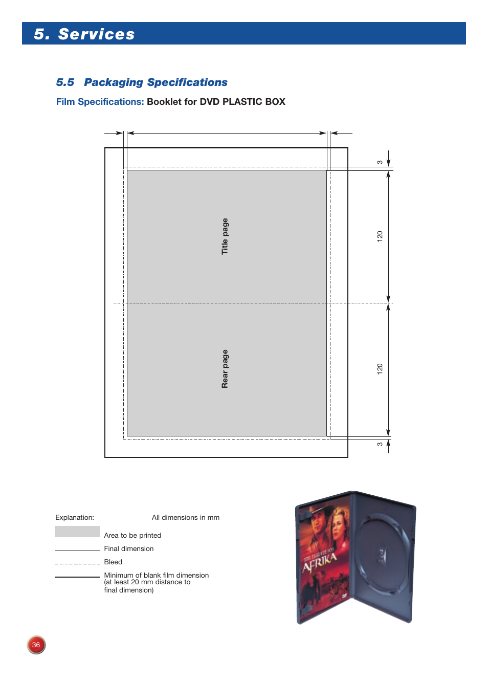 Services, 5 packaging specifications | Sony DVD Rom/DVD Video User Manual | Page 36 / 54