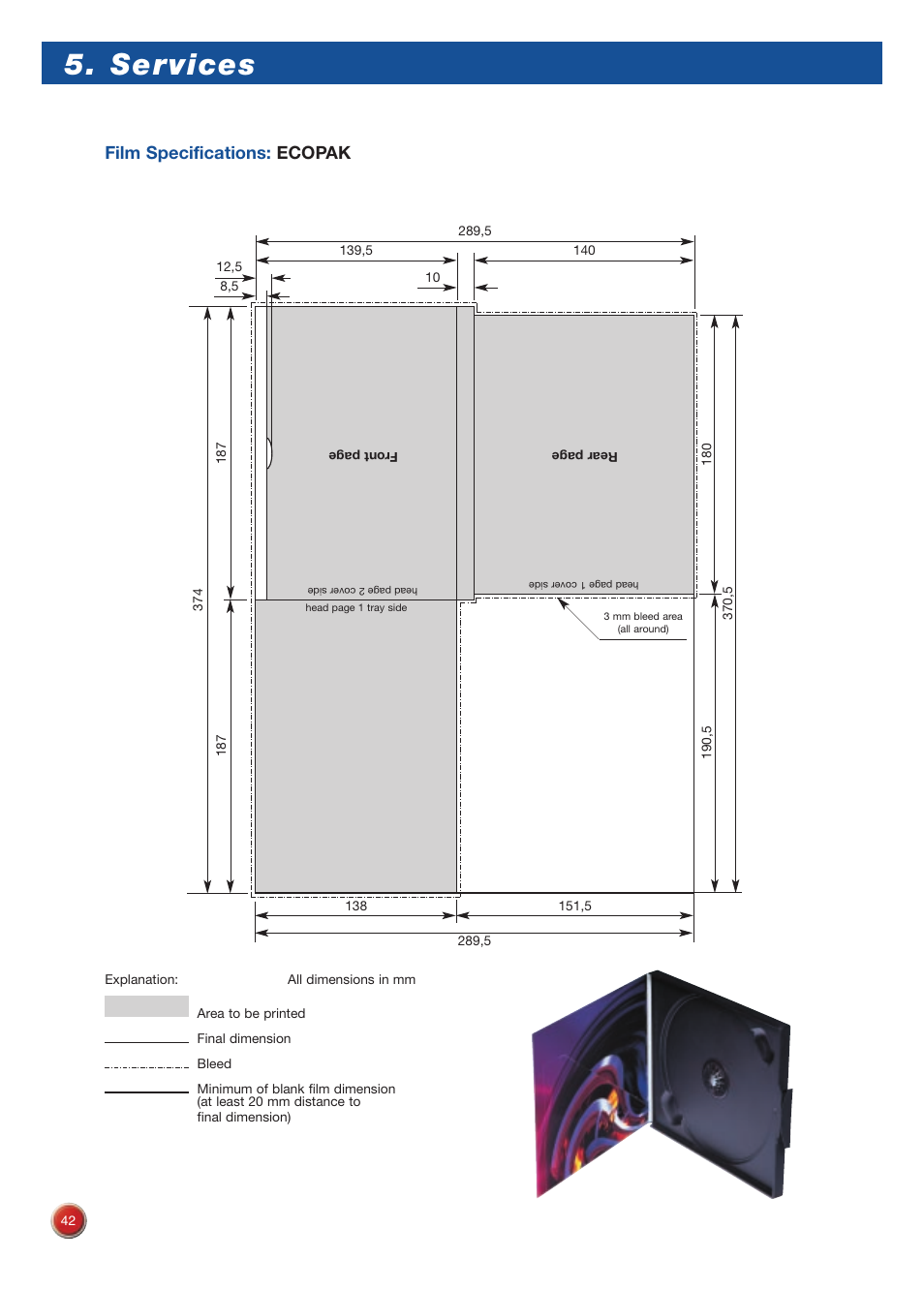 Services, Film specifications: ecopak | Sony DVD Rom/DVD Video User Manual | Page 42 / 54