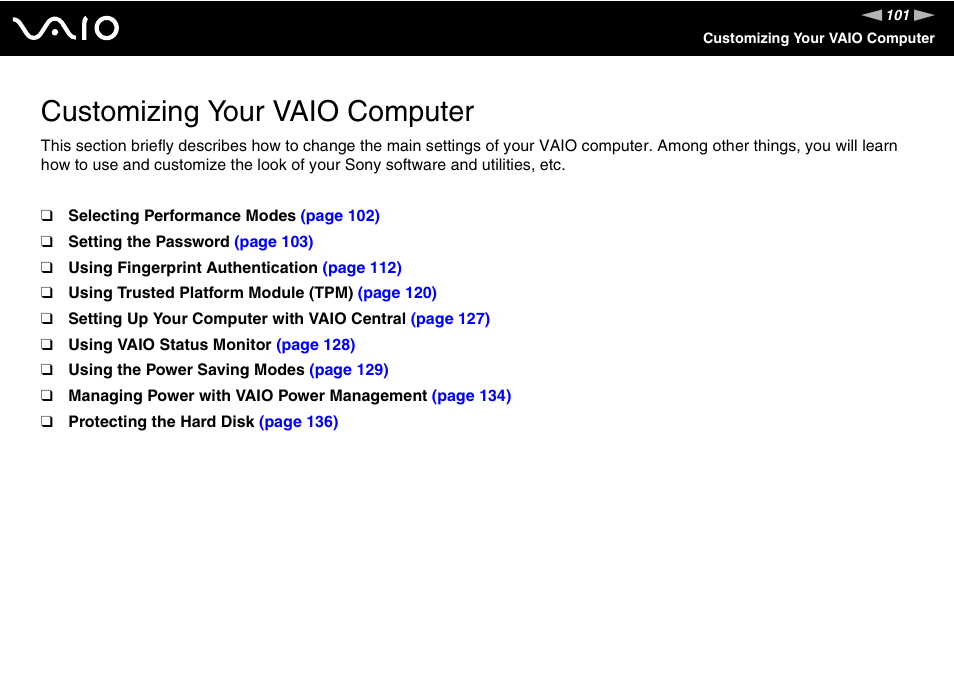 Customizing your vaio computer | Sony VAIO VGN-SZ600 User Manual | Page 101 / 216
