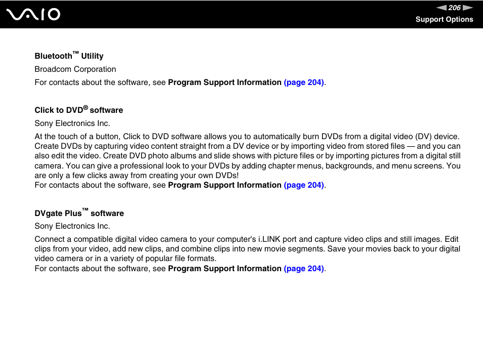 Sony VAIO VGN-SZ600 User Manual | Page 206 / 216