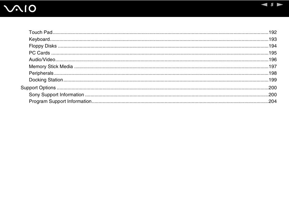 Sony VAIO VGN-SZ600 User Manual | Page 5 / 216