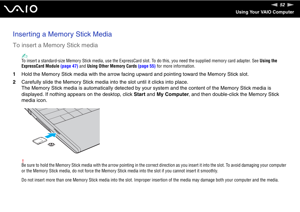 Sony VAIO VGN-SZ600 User Manual | Page 52 / 216