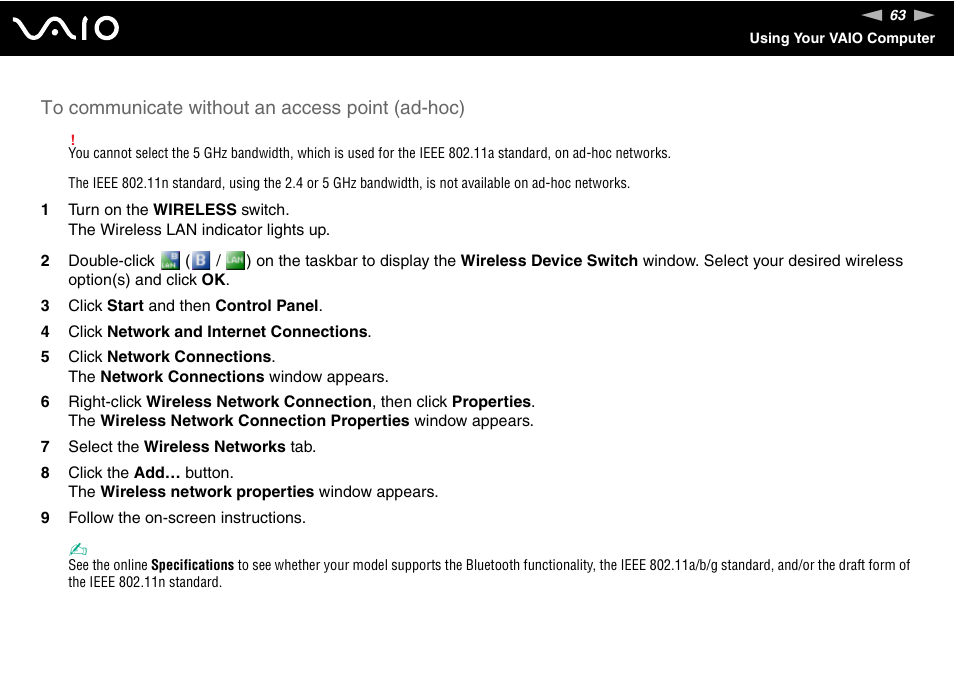 Sony VAIO VGN-SZ600 User Manual | Page 63 / 216