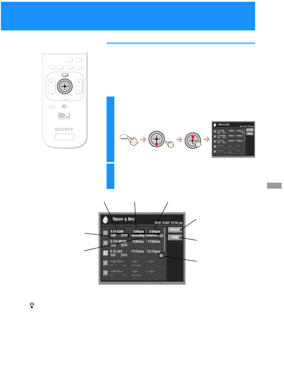 Using the timer & rec feature | Sony SAT-B50 User Manual | Page 61 / 80