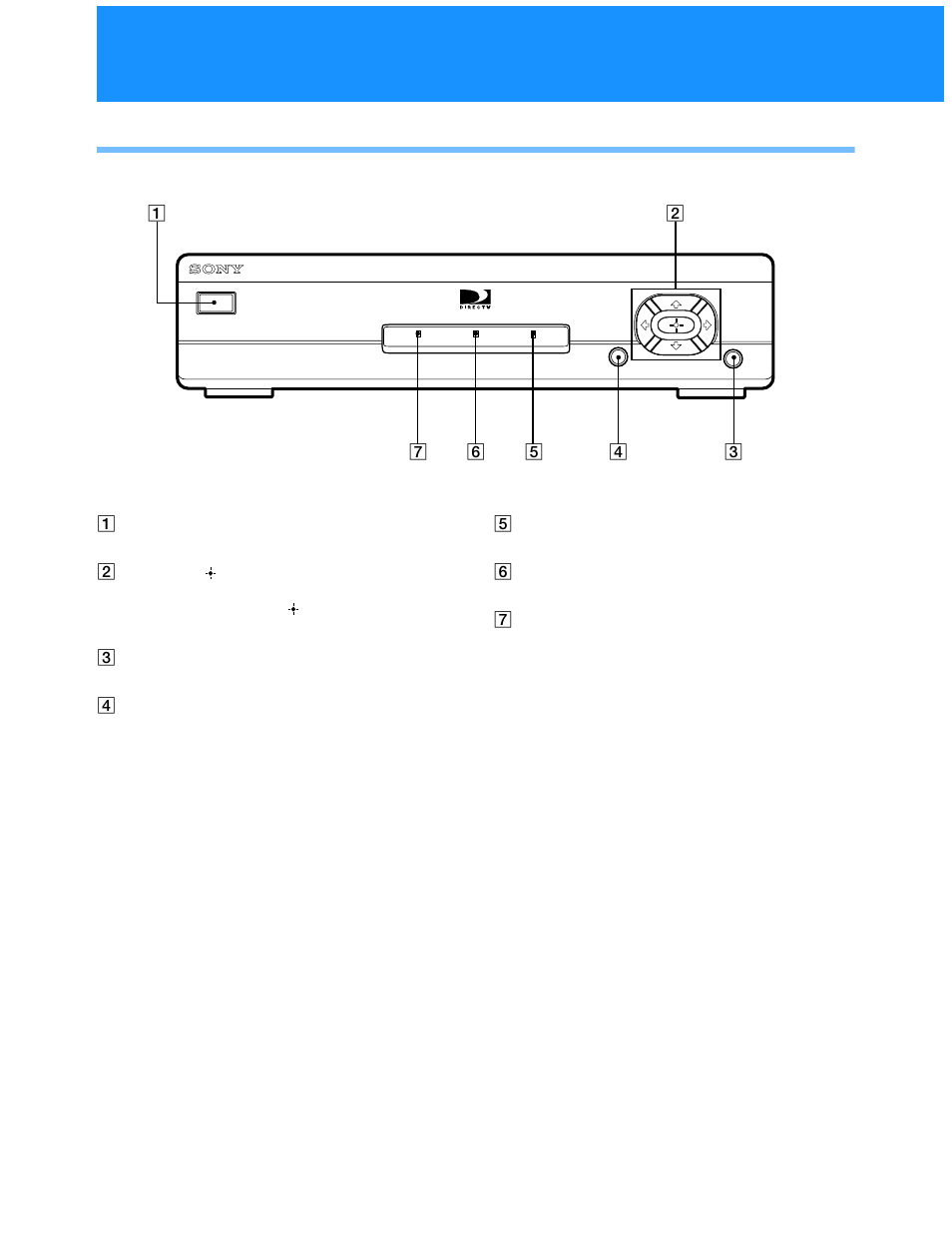 Location and function of controls, Front panel | Sony SAT-B50 User Manual | Page 68 / 80