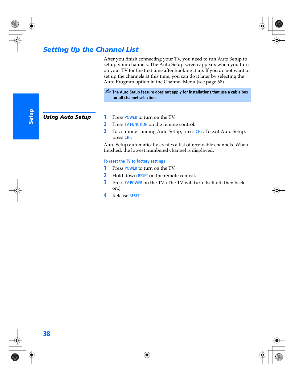 Setting up the channel list, Using auto setup | Sony WEGA KV-40XBR800 User Manual | Page 39 / 89