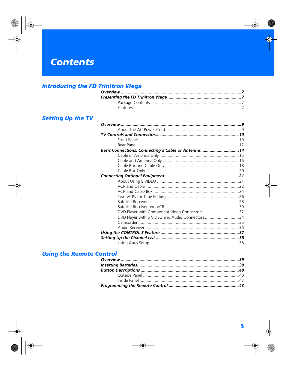 Sony WEGA KV-40XBR800 User Manual | Page 6 / 89