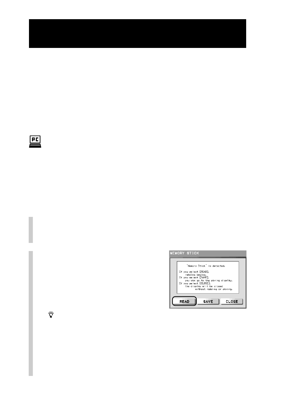 Reading data saved in a “memory stick” (read) | Sony RM-NX7000 User Manual | Page 202 / 252