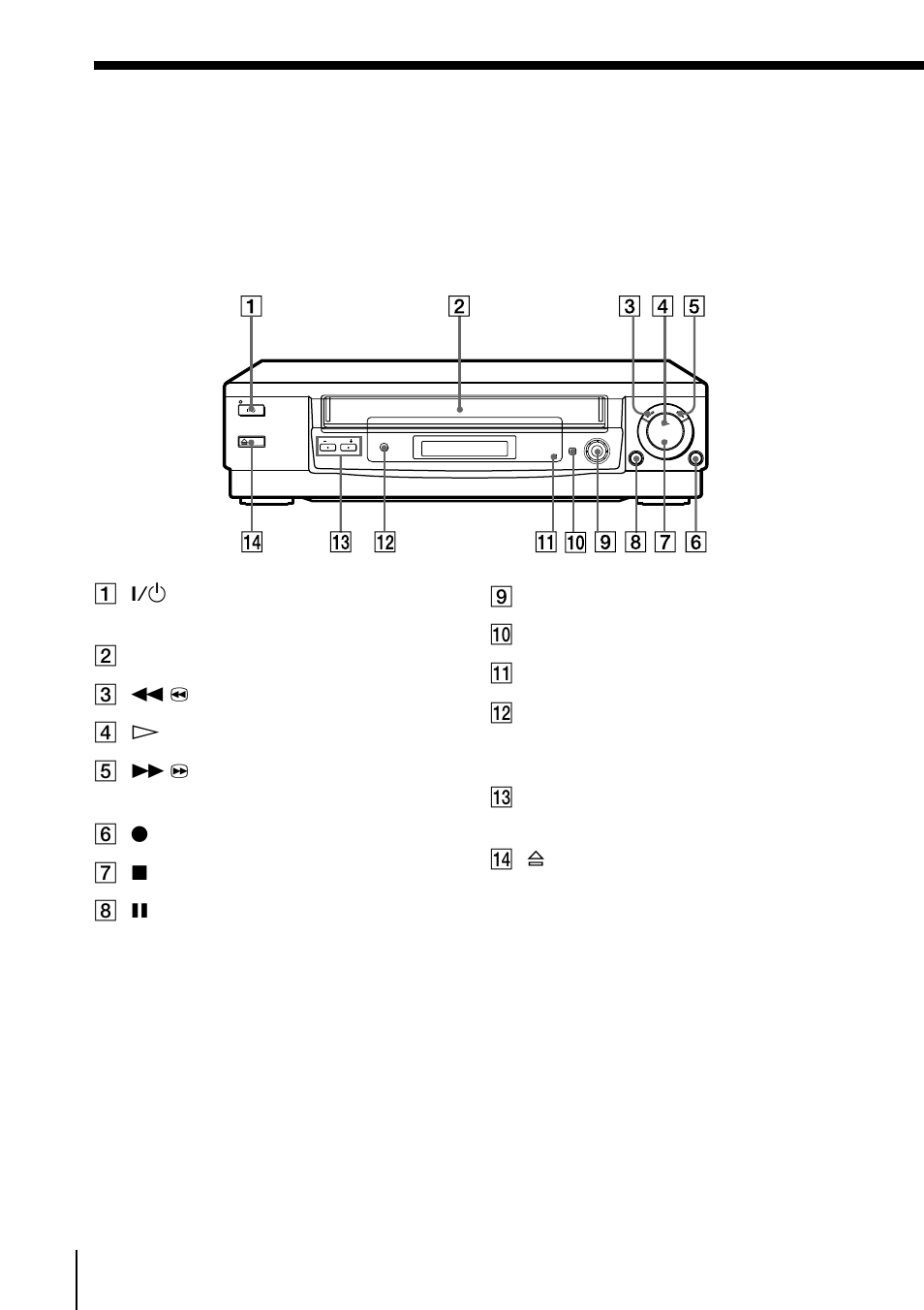 Index to parts and controls, Front panel | Sony SLV-ED10MJ User Manual | Page 44 / 47