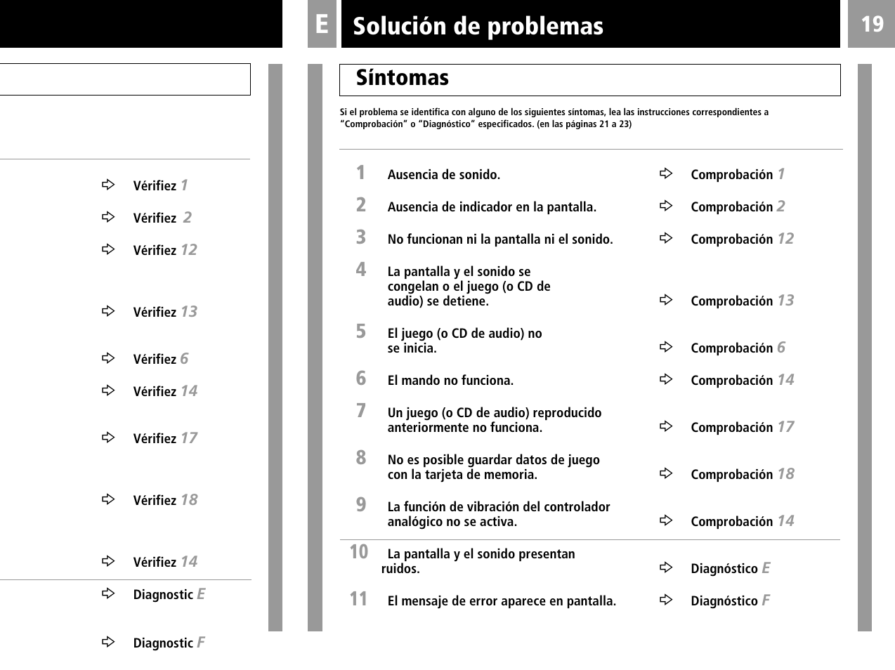 Solución de problemas, Síntomas | Sony PlayStation User Manual | Page 19 / 24