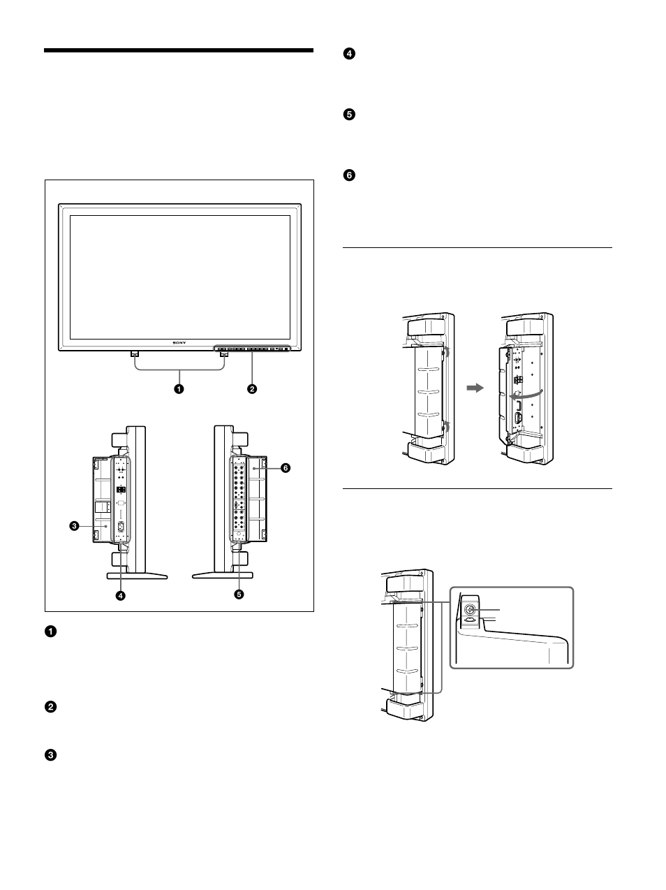 Ubicaci溶 y funci溶 de componentes y controles, Parte frontal / laterales, Ubicación y función de componentes y controles | Sony 500A3WE User Manual | Page 127 / 244