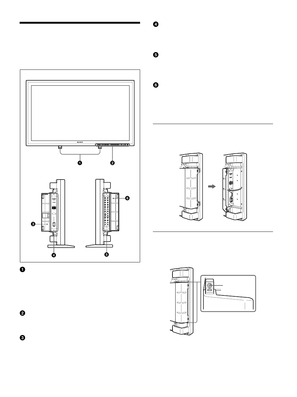 Posizione e funzione dei comandi e delle parti, Parte anteriore/parti laterali | Sony 500A3WE User Manual | Page 167 / 244