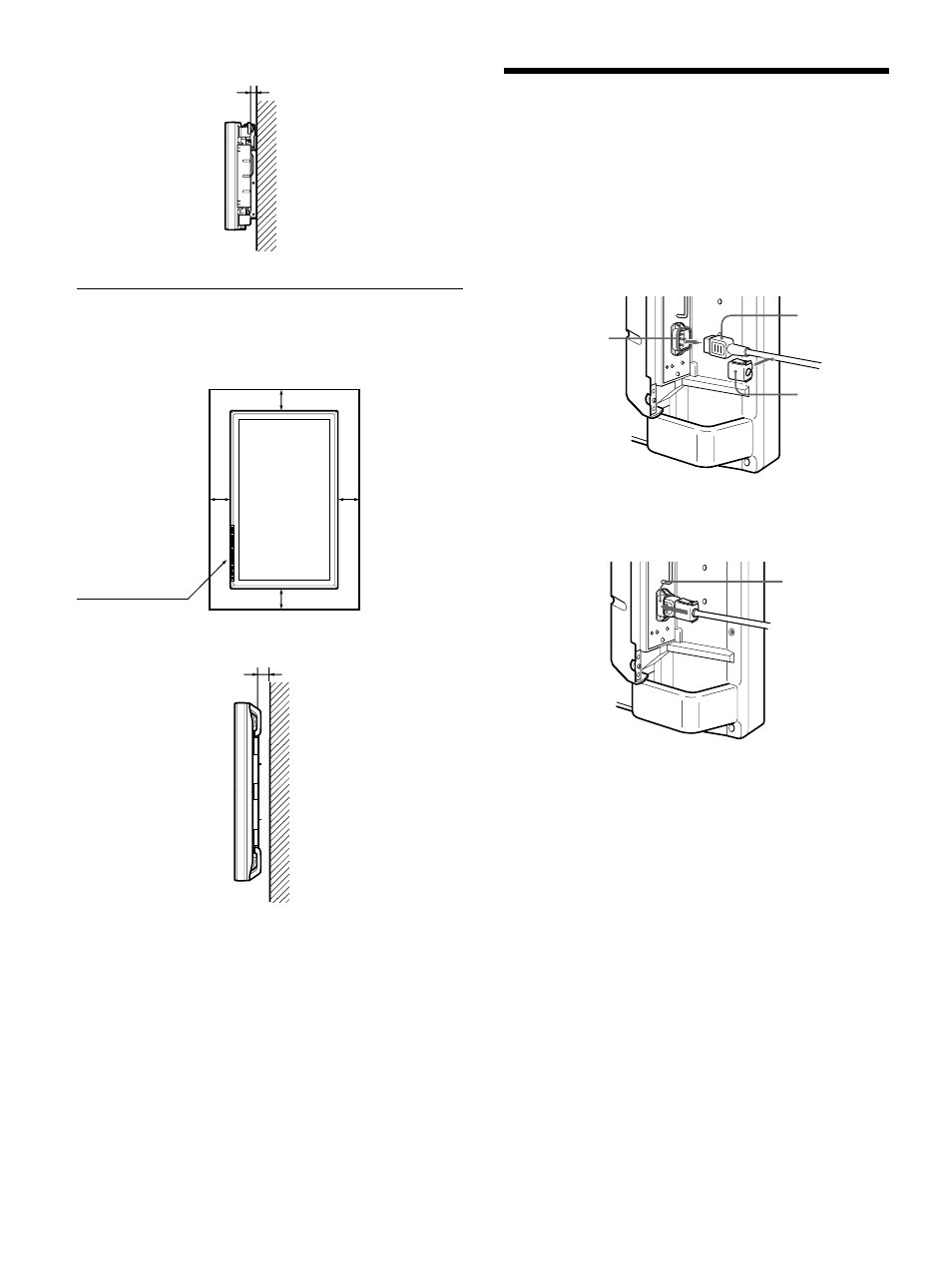 Collegamenti, Collegamento del cavo di alimentazione ca, Esempio di collegamento | Installazione a muro: verticale | Sony 500A3WE User Manual | Page 174 / 244