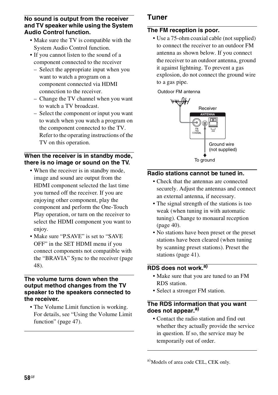 Tuner | Sony HT-SS100 User Manual | Page 58 / 64
