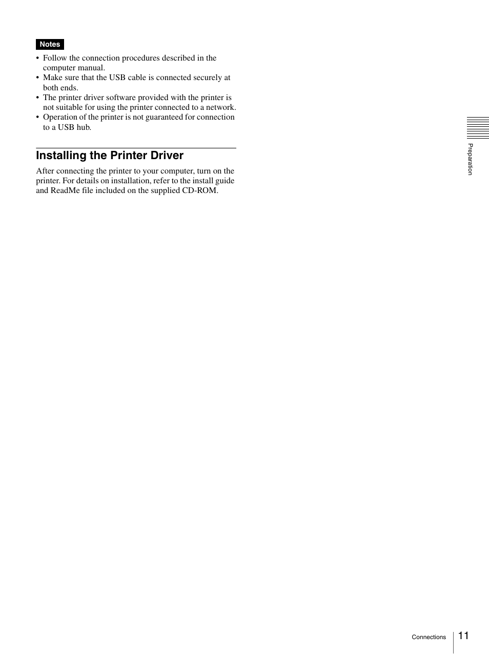 Installing the printer driver | Sony UP-DR80MD User Manual | Page 11 / 25