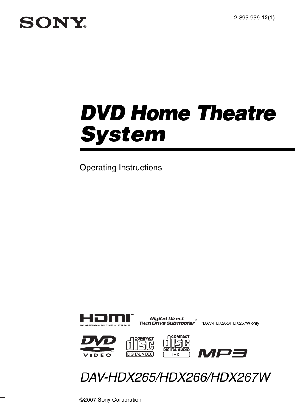 Sony DAV-HDX265 User Manual | 104 pages