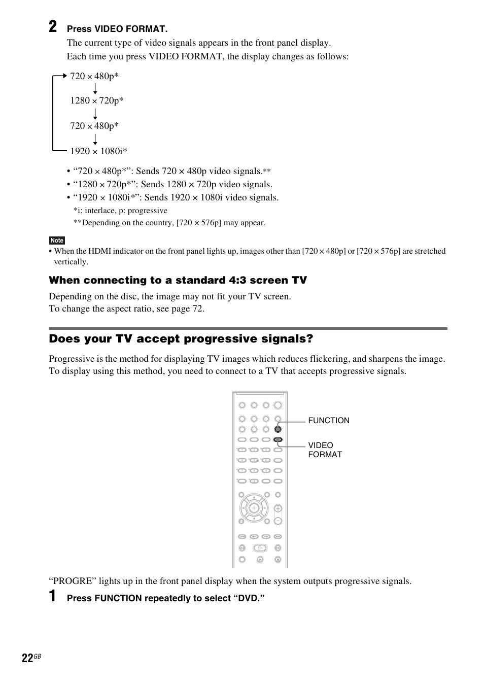 Does your tv accept progressive signals | Sony DAV-HDX265 User Manual | Page 22 / 104