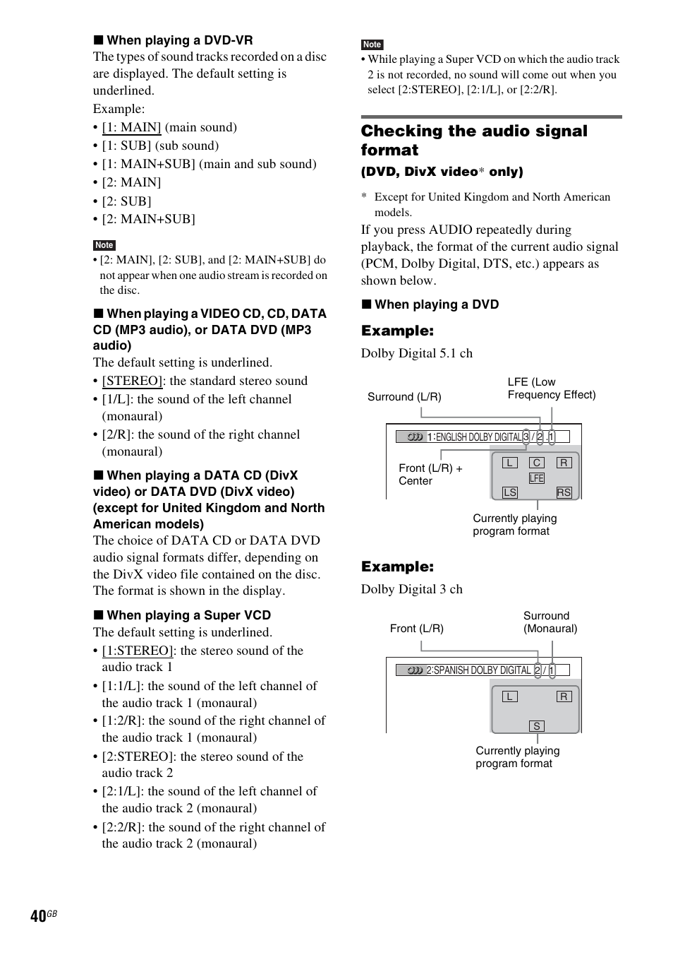 Checking the audio signal format | Sony DAV-HDX265 User Manual | Page 40 / 104