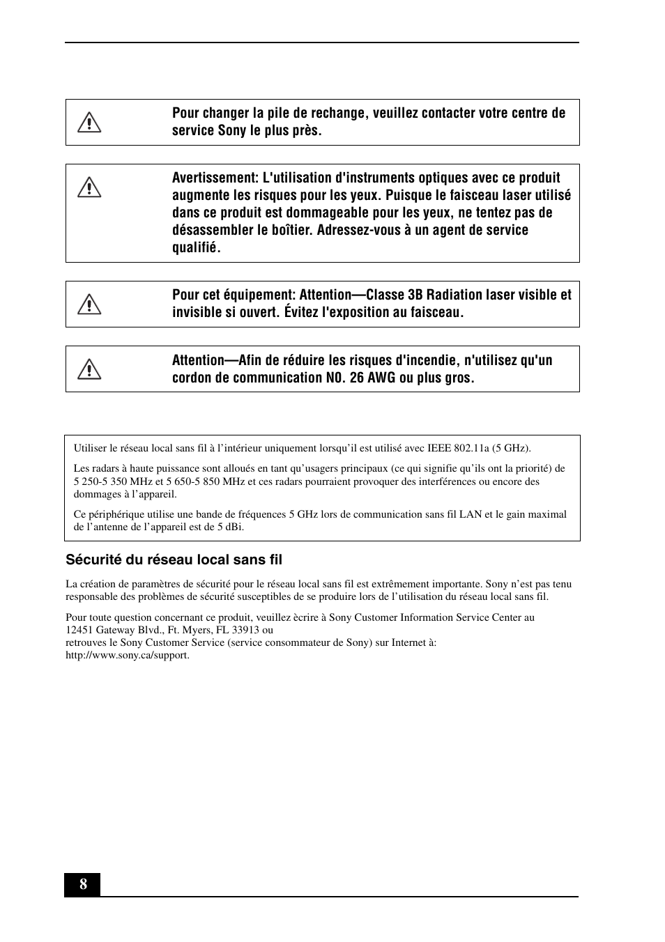 Sony VGN-FE500 User Manual | Page 8 / 20