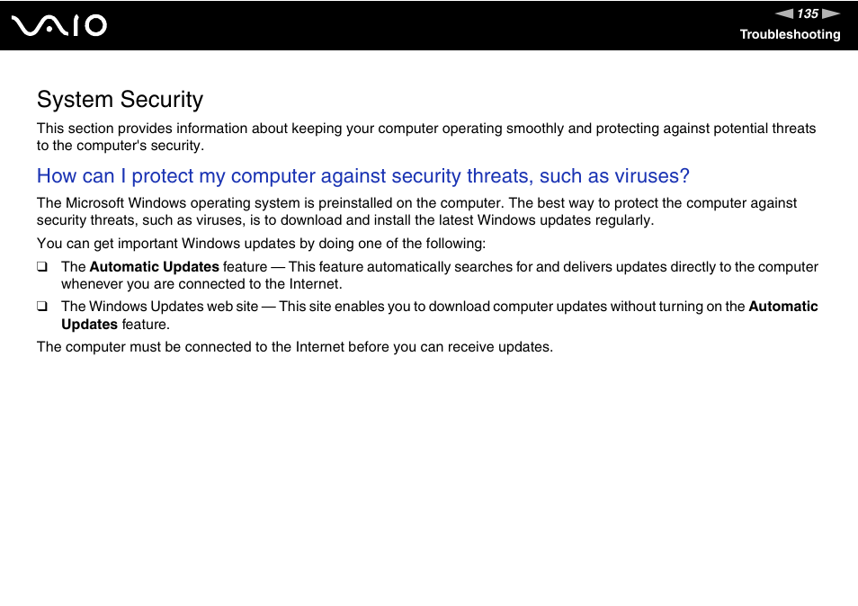 System security | Sony VGN-FS800 User Manual | Page 135 / 175