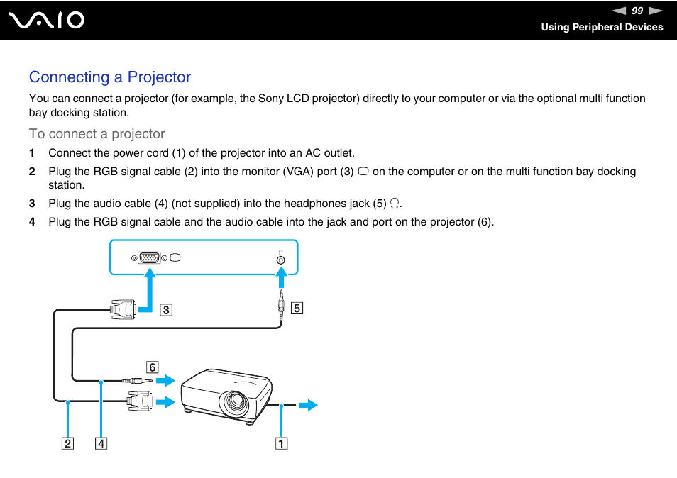 Connecting a projector | Sony VGN-BX500 User Manual | Page 99 / 217