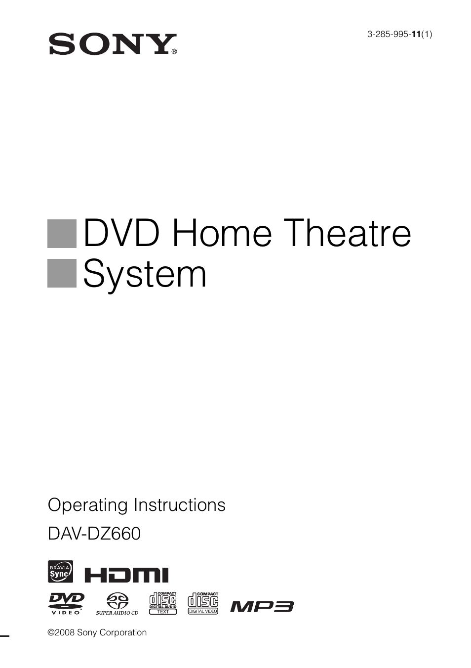 Sony 3-285-995-11(1) User Manual | 116 pages