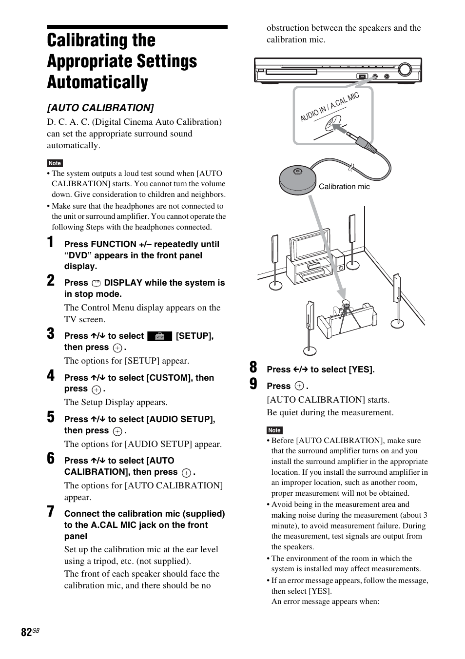 Calibrating the appropriate settings automatically, Calibrating the appropriate settings, Automatically | Sony 3-285-995-11(1) User Manual | Page 82 / 116