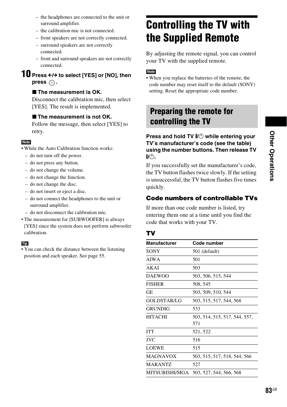 Controlling the tv with the supplied remote, Preparing the remote for controlling the tv, Controlling the tv with the supplied | Remote | Sony 3-285-995-11(1) User Manual | Page 83 / 116