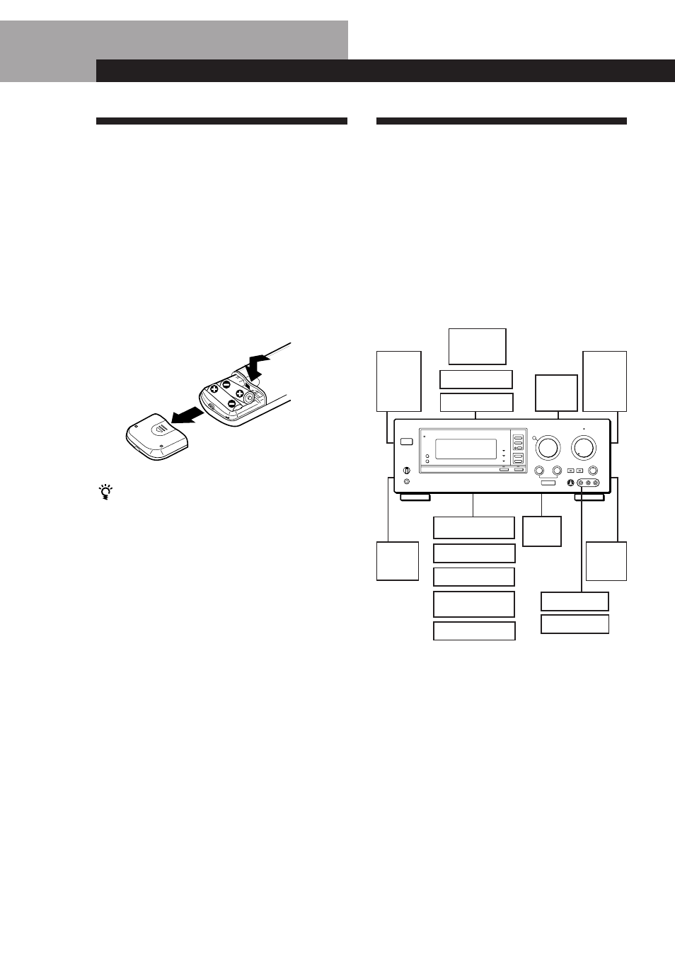 Desembalaje, Descripción general de las conexiones, Colocación de las pilas en el telemando | Preparativos, Antes de comenzar | Sony TA-VA8ES User Manual | Page 58 / 114