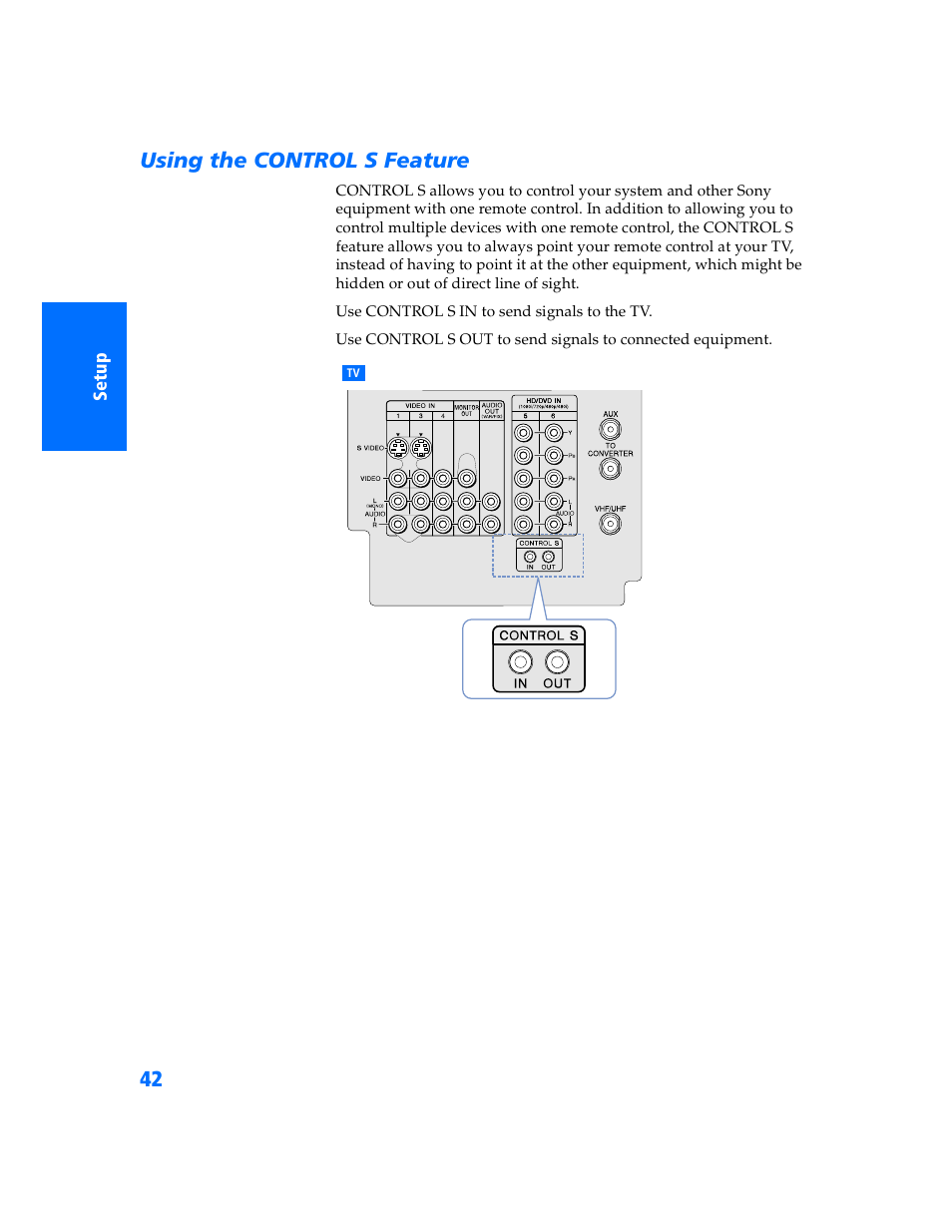 Using the control s feature | Sony KP 57WV700  EN User Manual | Page 43 / 101