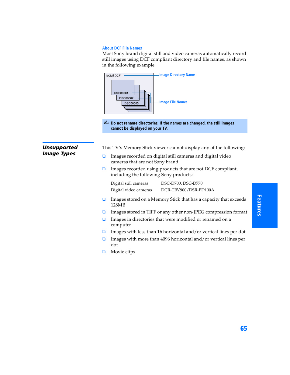 Unsupported image types | Sony KP 57WV700  EN User Manual | Page 66 / 101