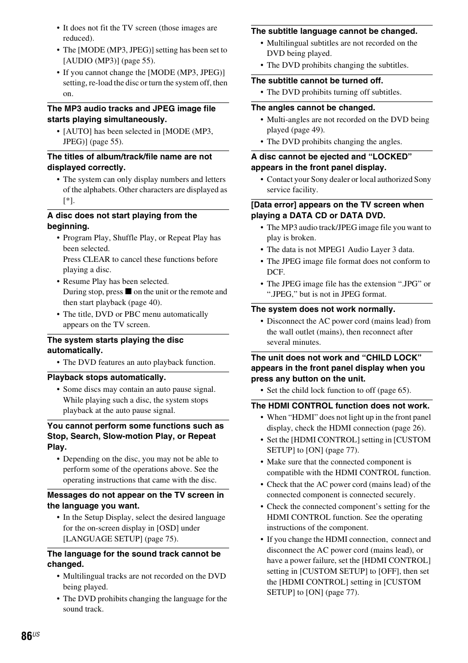 Sony DAV-HDX465 User Manual | Page 86 / 108