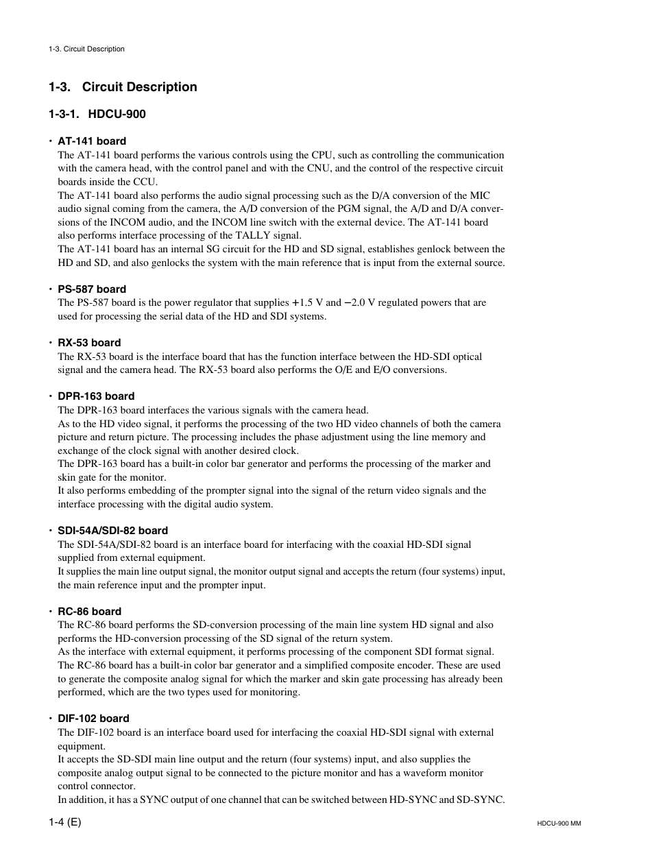 3. circuit description, 3-1. hdcu-900 | Sony HDCU-900 User Manual | Page 14 / 74