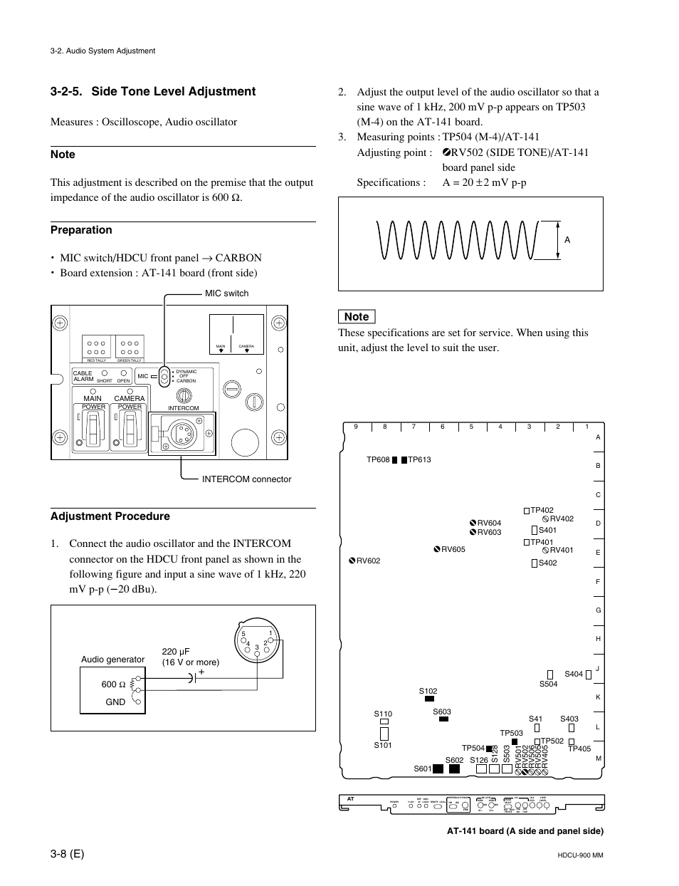 2-5. side tone level adjustment, 8 (e) | Sony HDCU-900 User Manual | Page 52 / 74