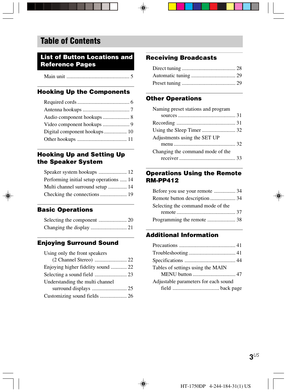 Sony HT-1750DP User Manual | Page 3 / 48