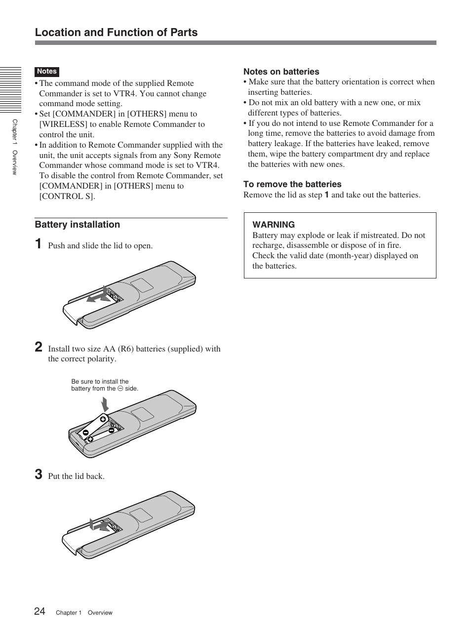 Location and function of parts | Sony 2-678-737-13(1) User Manual | Page 24 / 104