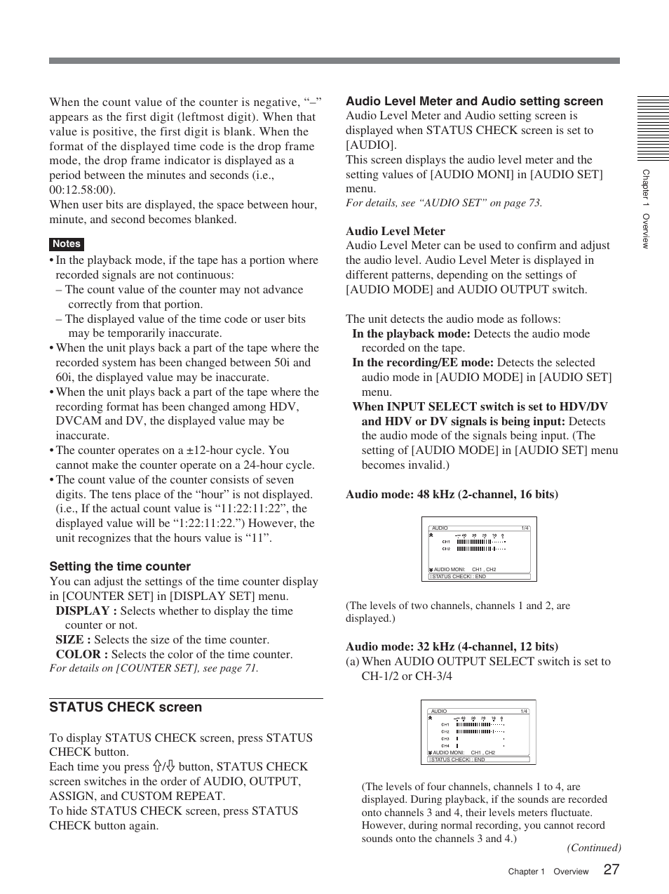 Status check screen | Sony 2-678-737-13(1) User Manual | Page 27 / 104