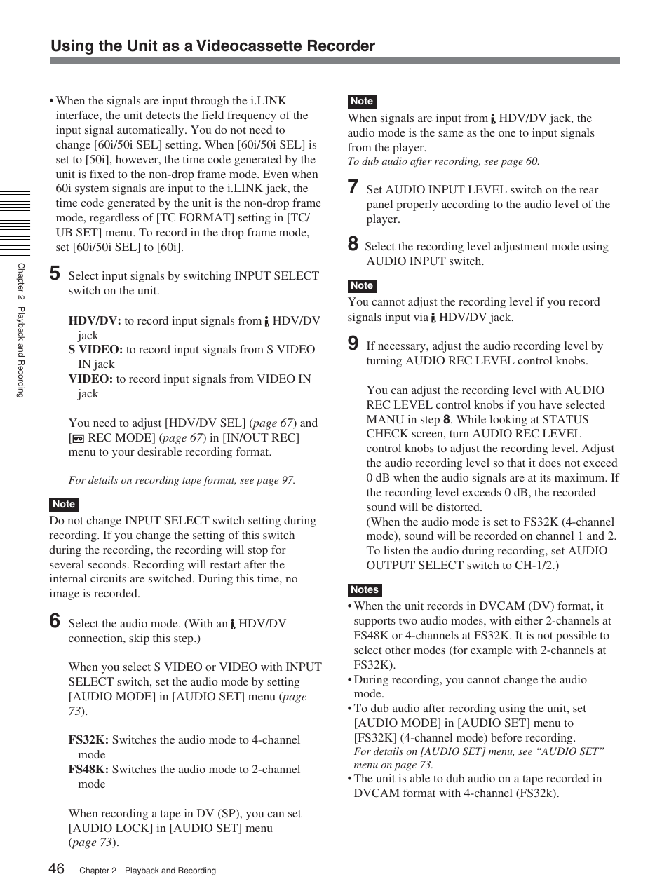Using the unit as a videocassette recorder | Sony 2-678-737-13(1) User Manual | Page 46 / 104