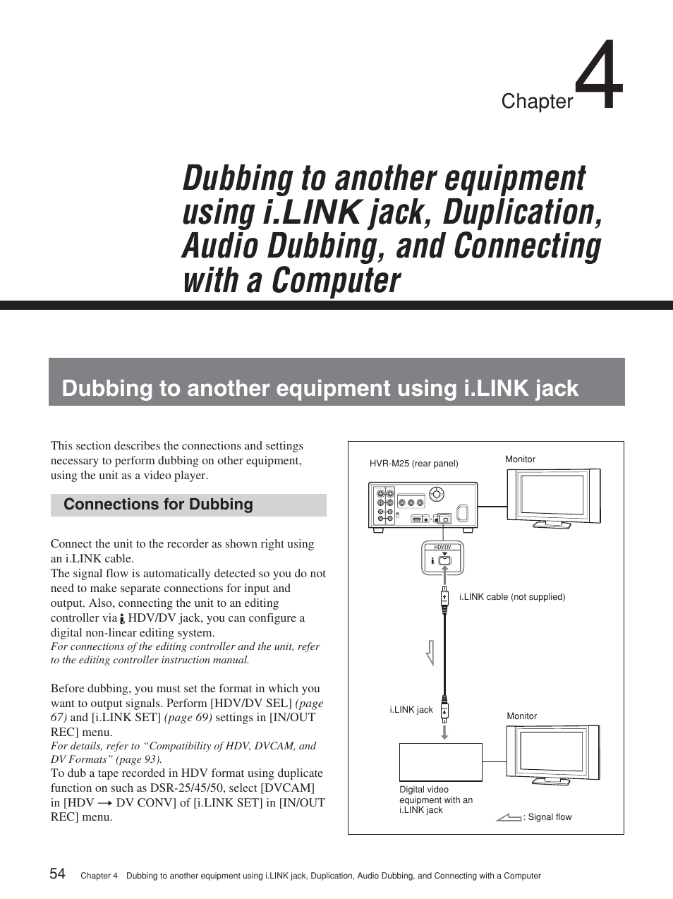 Dubbing to another equipment using i.link jack, Connections for dubbing, Chapter | Sony 2-678-737-13(1) User Manual | Page 54 / 104