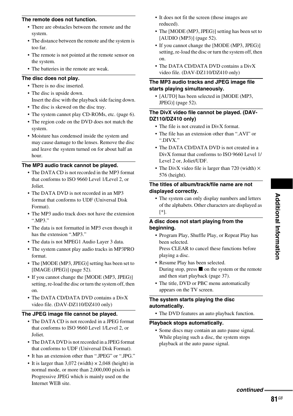 Sony DAV-DZ110 User Manual | Page 81 / 100