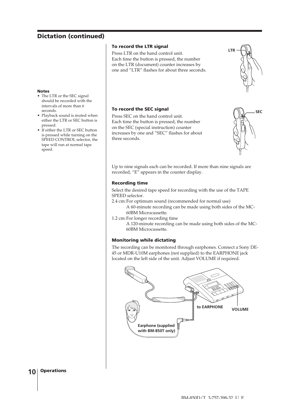 Dictation (continued) | Sony BM-850D User Manual | Page 10 / 24