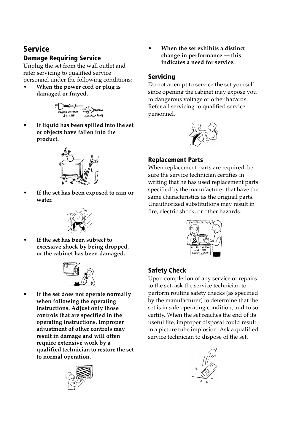 Service, User guide | Sony KV 13M42 User Manual | Page 9 / 48