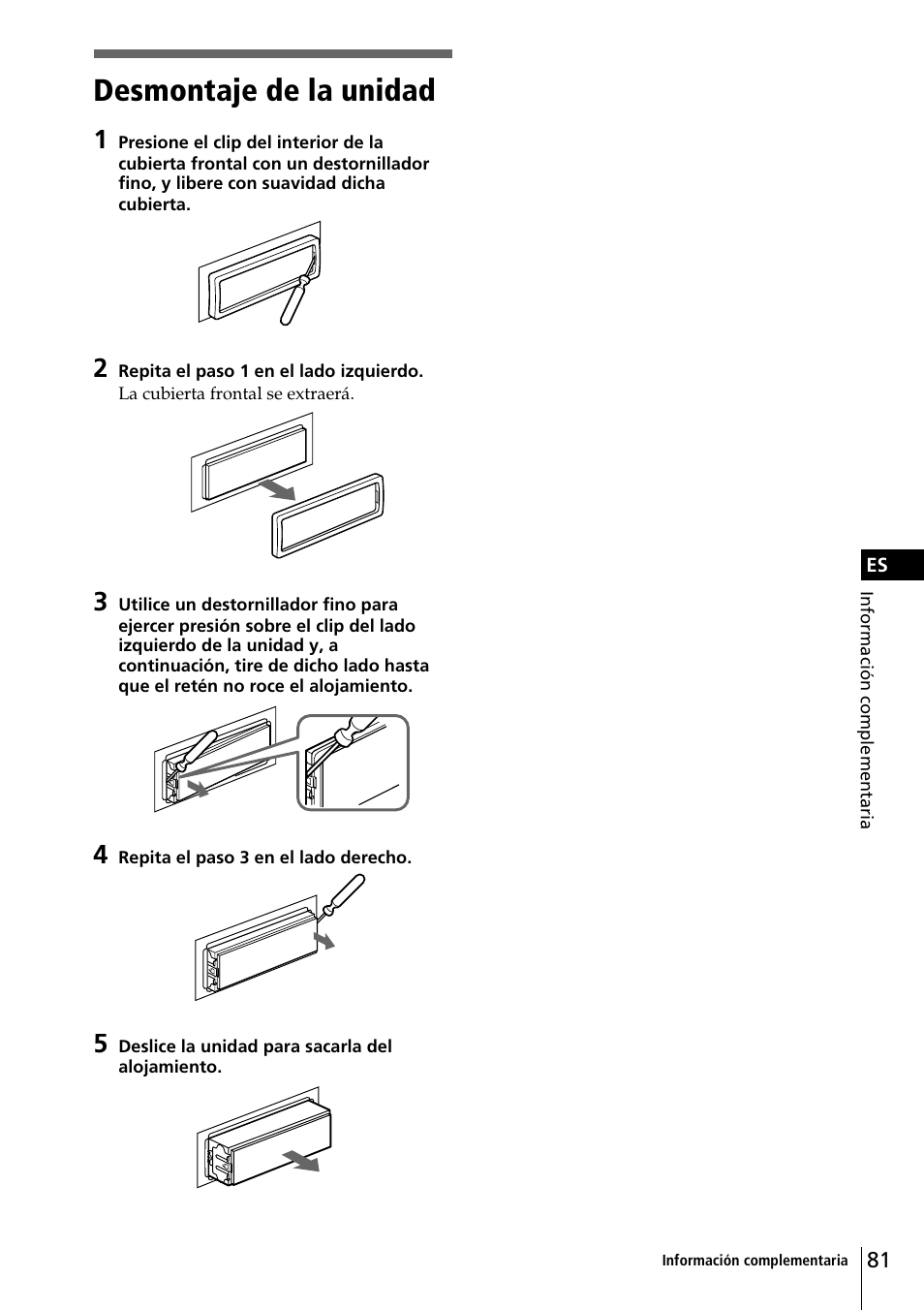 Desmontaje de la unidad | Sony CDX-C90R User Manual | Page 165 / 170